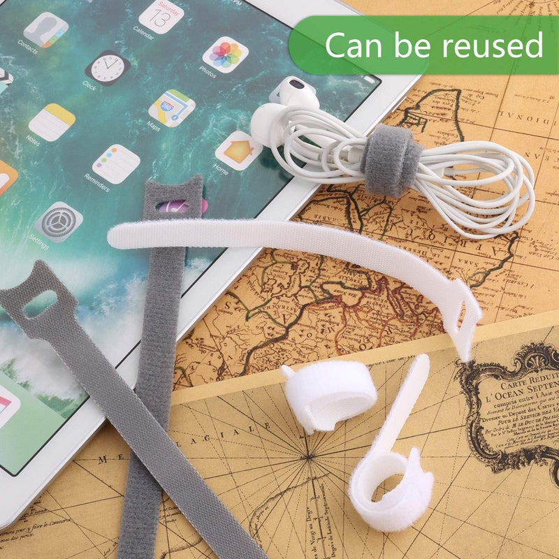 Pasow 60pcs Fastening Microfiber Cloth Cable Ties Wire Management (6/7/8 Inch, White) - Image 4
